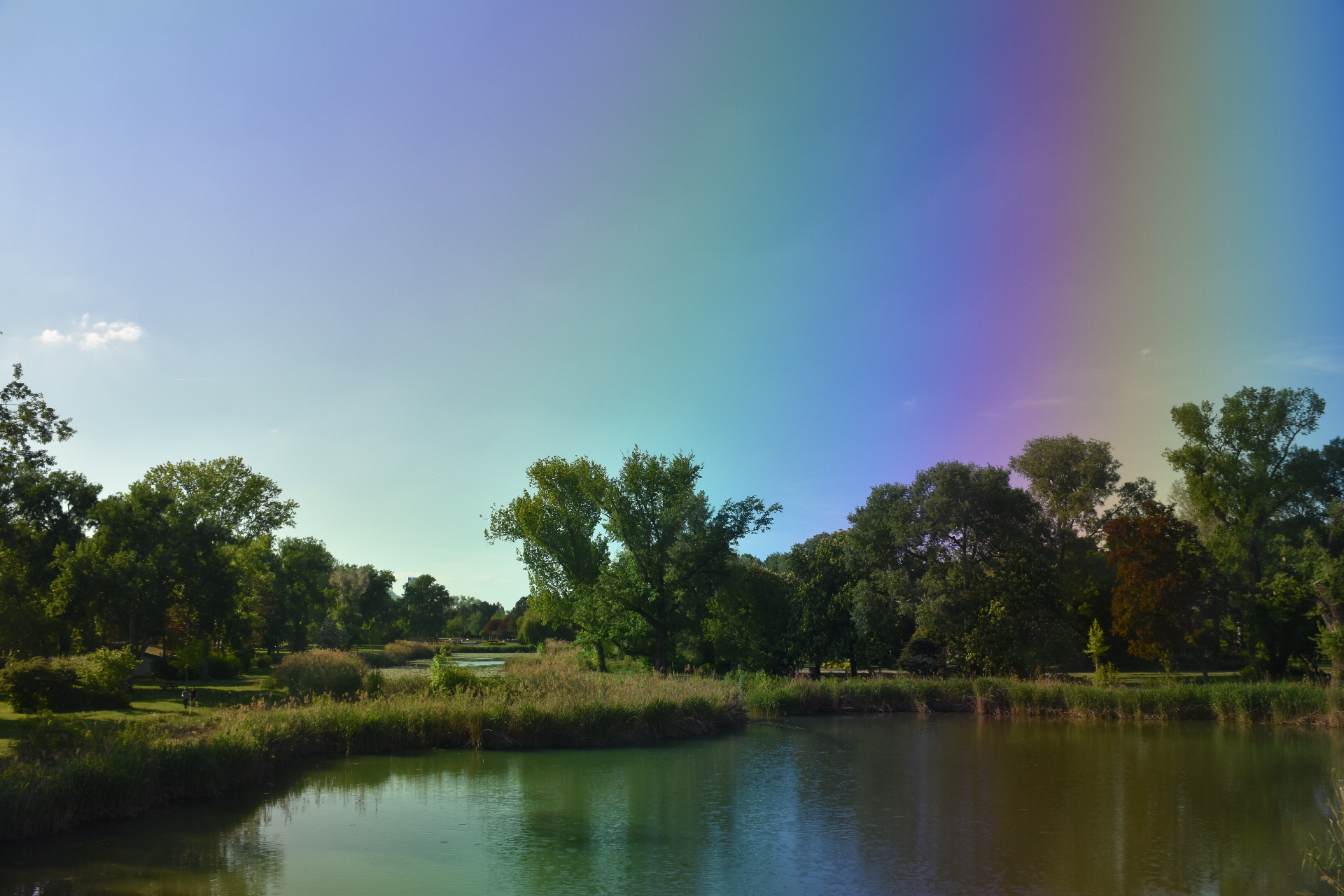 Rainbow effect on the water and in the sky
